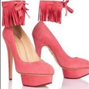 CHARLOTTE OLYMPIA Sundance Dolly Suede Heels! Size 8, NWT